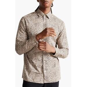 NWT TED BAKER London Men’s Dunston Long Sleeved Geo Print Button Up